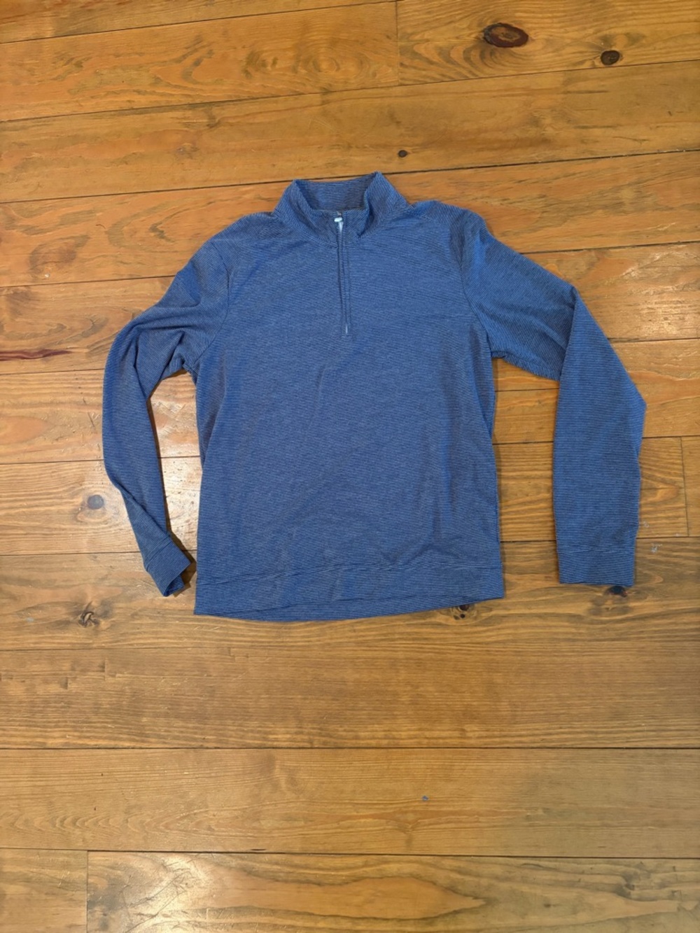 johnnie-O Navy and White Striped Quarter-Zip Pullover